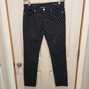 JCP Black with White Polka Dots Skinny Jeans, Size 30/10